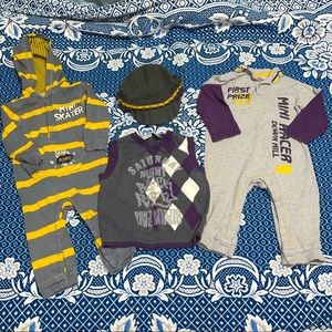 Koala Baby/Koala Kids 12 month matching skater bundle. Onesie, vest, hat